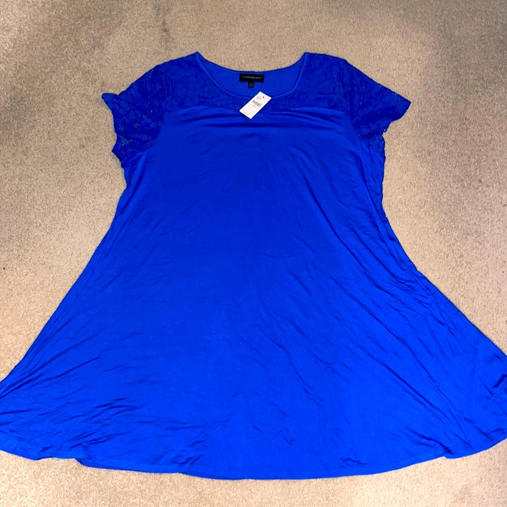 NWT beautiful royal blue swing dress with peek-a-boo embellishments on sleeves